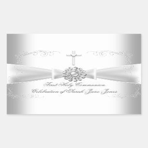 Girl First Heilige Commune White Silver Rechthoekige Sticker