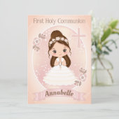 Girl First Heilige Communion Kaart (Staand voorkant)