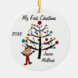 Girl First Kerstfeest Gepersonaliseerd Ornament