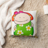 Girl Floral Green Flowers Sierkussen (Deken)