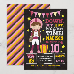 Girl Football Birthday Uitnodiging