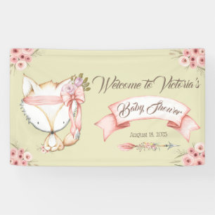 Girl Fox Baby Girl Shower Banner