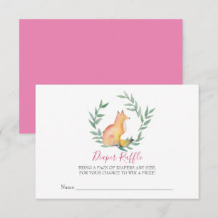 Girl Fox Baby shower Diaper Raffle Kaart