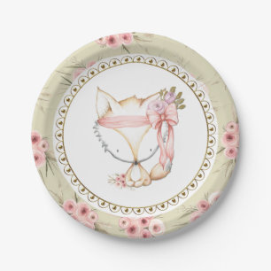 Girl Fox Baby shower Papieren Borden Papieren Bordje