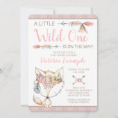 Girl Fox Wild One Baby Shower Invitations (Devant)