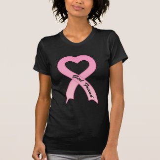 Girl Friend Pink Ribbon Dames Black T-Shirt
