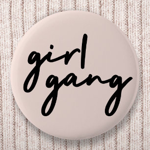 Girl Gang Meiskracht Modern feminisme Blush Pink Ronde Button 5,7 Cm