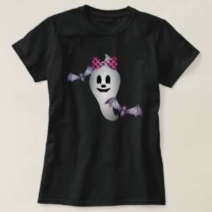 Girl Ghost en Flying Bats Halloween T-shirt