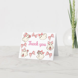 Girl Ghost Little Boo Halloween Baby shower Bedankkaart