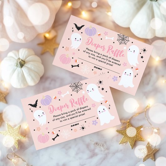 Girl Ghost Little Boo is een Halloween Baby shower Informatiekaartje