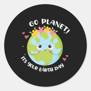 Girl Go Planet is uw aardse Shirt Schattigee Kinde Ronde Sticker