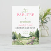 Girl Golf Baby shower rose Par-Tee Invitation (Debout devant)