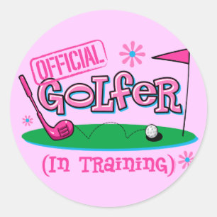 Girl Golfer in training Ronde Sticker