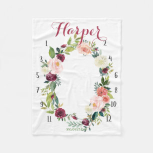 Girl Growth tracker - Boho waterverf met rozen Fleece Deken