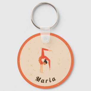 Girl Gymnast Gymnastics Oranje Sparkle Sport Theme Sleutelhanger