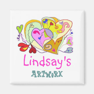 Girl Hearts Personalized Artwork Magnet Magneet