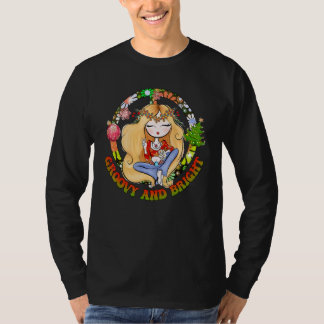 Girl Hippie Groovy And Bright Merry Christmas Peac T-shirt