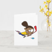 Girl Hockey Player Kaart (Gele Bloem)