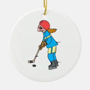 Girl Hockey Player Keramisch Ornament