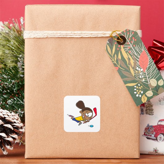 Girl Hockey Player Vierkante Sticker