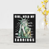 Girl Hold My Earring Fight Mode Vrijheidsbeeld Kaart (Gele Bloem)
