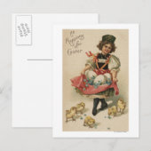 Girl Holding Eggs met Chicken Briefkaart (Voorkant / Achterkant)