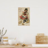 Girl Holding Eggs met Chicken Poster (Keuken)
