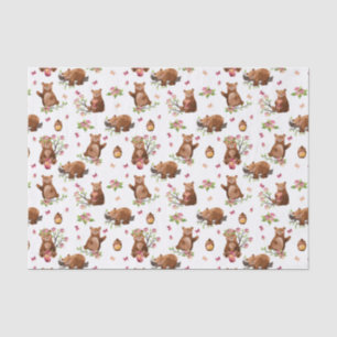 Girl Honey Beren Pattern - Roze Brown White Tissue Tissuepapier