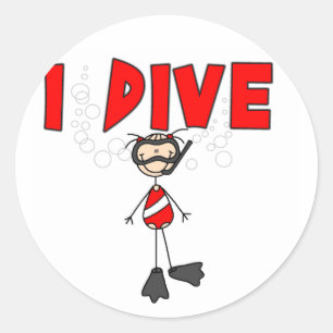 Girl I Dive T-shirts en cadeautjes Ronde Sticker