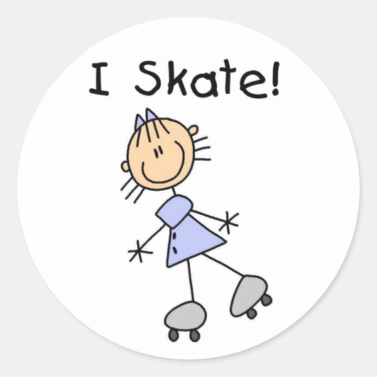 Girl I Schaats Stickers Sticker (Voorkant)