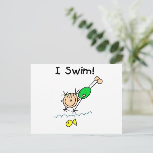 Girl I Swim T-shirts en cadeautjes Briefkaart (Staand voorkant)