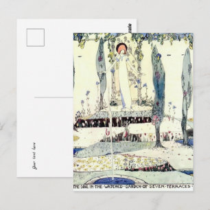 Girl In Garden beroemd gemaakt door Jessie M. Kin Briefkaart