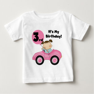 Girl in Pink Car 3e Anniversaire Tshirts et cadeau