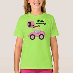 Girl in Pink Car 3e Anniversaire Tshirts et cadeau