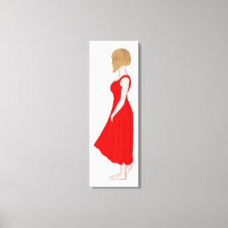 Girl in Red Dress Oil Painting Canvas Print