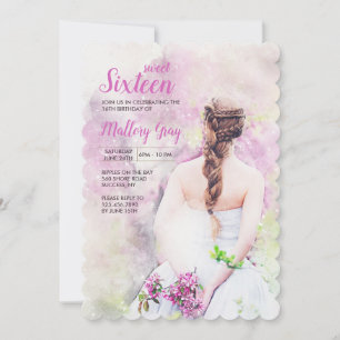 Girl in White Dress Invitation Kaart