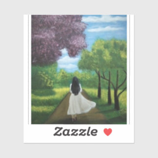 Girl in White Dress Sticker