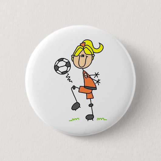 Girl Juggling Voetbal Button (Voorkant)