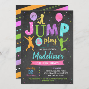 Girl Jump Trampoline Park Invitations d'anniversai
