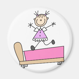 Girl Jumping on Bed Magnet Magneet