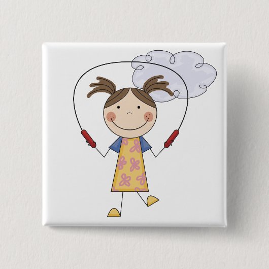 Girl Jumping Rope T-shirts en Gifts Vierkante Button 5,1 Cm (Voorkant)
