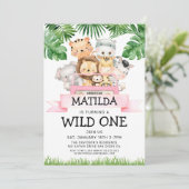 Girl Jungle Safari Wild Un Anniversaire Invitation (Debout devant)