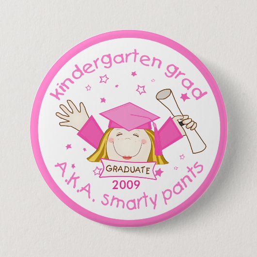 Girl Kindergarten Afstuderen/Afstuderen Button (Voorkant)