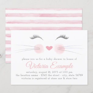 Girl Kitten Cat Baby shower Kaart