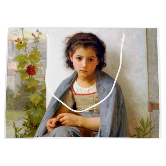 Girl Knitting, Bouguereau Groot Cadeauzakje (Voorkant)