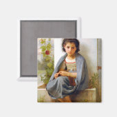 Girl Knitting, Bouguereau Magneet (Voorkant / Achterkant)