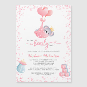 Girl Koala Beer Baby shower Invitation Magnet