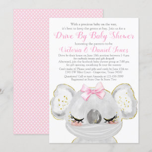 Girl Koala met Masker-station op Baby shower Kaart