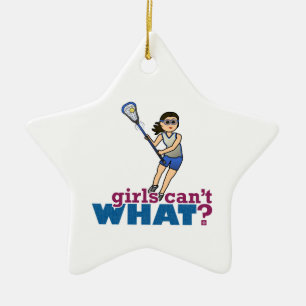 Girl Lacrosse Player in Blue Keramisch Ornament