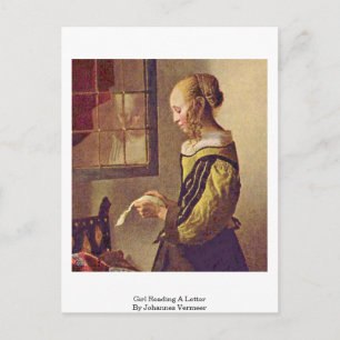 Girl leest een brief van Johannes Vermeer Briefkaart